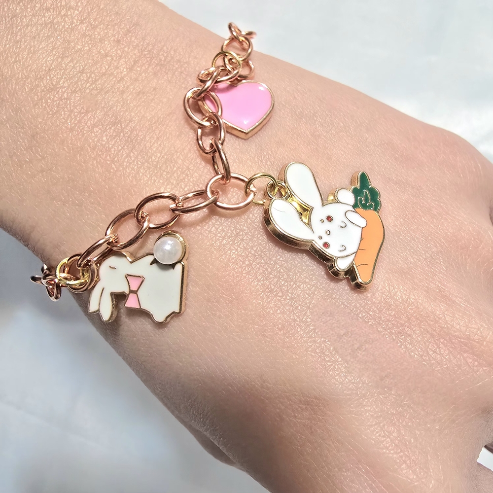 Rosegold Toggle Cute Bunny‎ Charm Bracelet